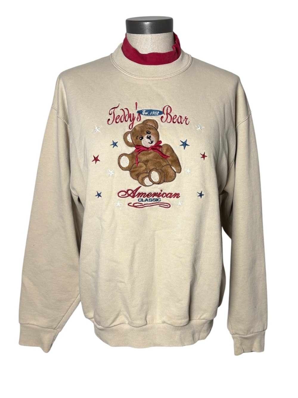 Vintage Pleasant Shade Teddy Bear Embroidered Sweatshirt Americana Cottagecore